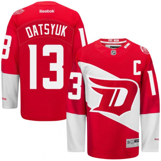 Women's Reebok Detroit Red Wings 13 Pavel Datsyuk Premier Red 2016 Stadium Series NHL Jersey