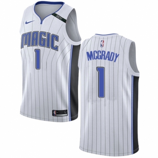 Men's Nike Orlando Magic 1 Tracy Mcgrady Authentic NBA Jersey - Association Edition