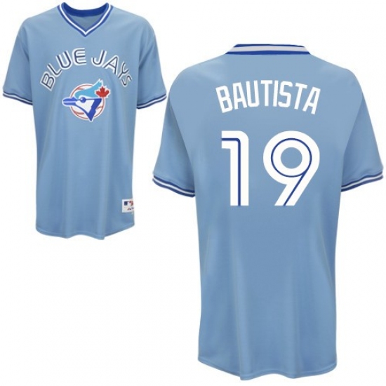 Men's Majestic Toronto Blue Jays 19 Jose Bautista Replica Light Blue MLB Jersey
