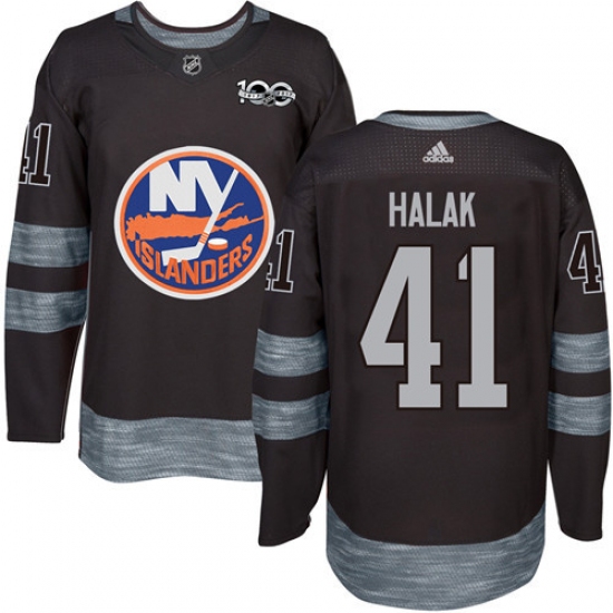 Men's Adidas New York Islanders 41 Jaroslav Halak Premier Black 1917-2017 100th Anniversary NHL Jersey
