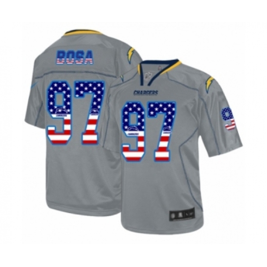 Men's Los Angeles Chargers 97 Joey Bosa Elite Grey USA Flag Fashion Football Jersey