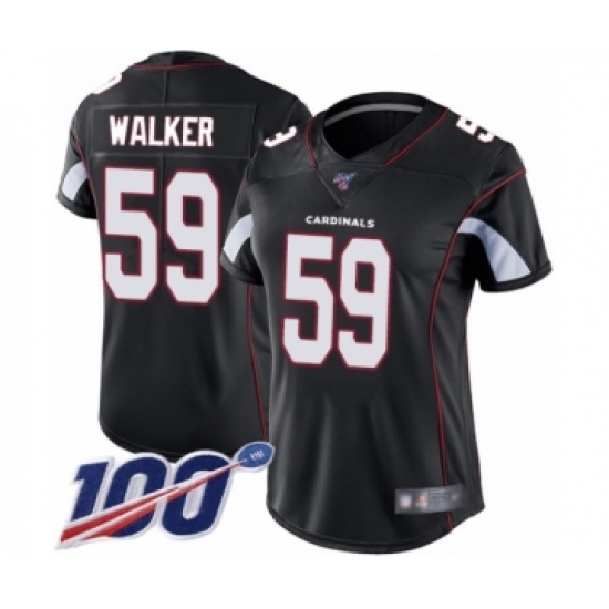 Women's Arizona Cardinals 59 Joe Walker Black Alternate Vapor Untouchable Limited Player 100th Season Football Jersey