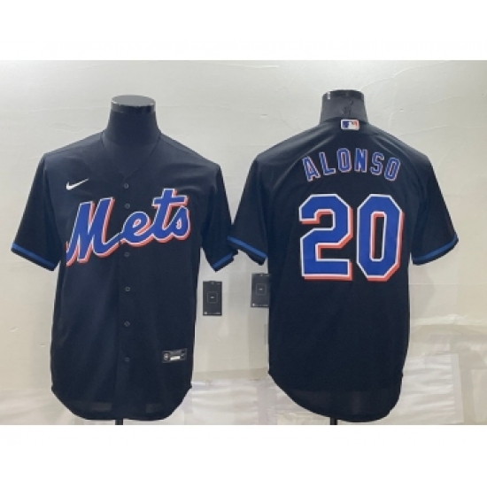 Men's New York Mets 20 Pete Alonso Black Stitched MLB Cool Base Nike Jersey