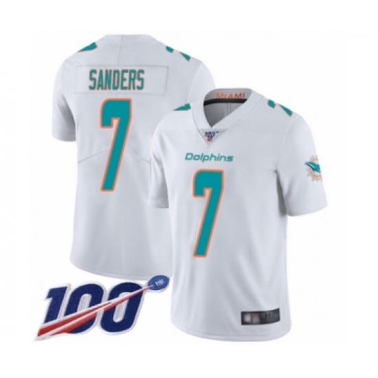 Men's Miami Dolphins 7 Jason Sanders White Vapor Untouchable Limited Player 100th Season Football Jersey