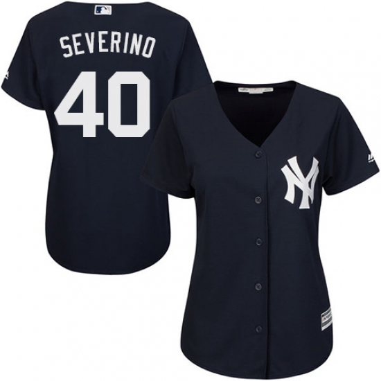 Women's Majestic New York Yankees 40 Luis Severino Replica Navy Blue Alternate MLB Jersey