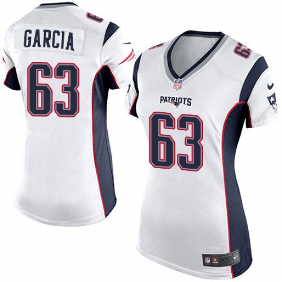 Women's Nike New England Patriots 63 Antonio Garcia Game White NFL Jersey