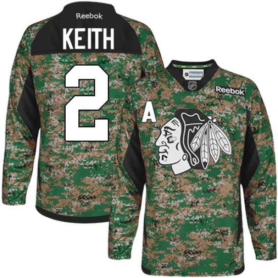 Youth Reebok Chicago Blackhawks 2 Duncan Keith Authentic Camo Veterans Day Practice NHL Jersey