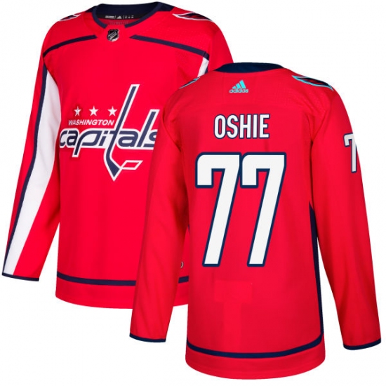 Men's Adidas Washington Capitals 77 T.J. Oshie Authentic Red Home NHL Jersey