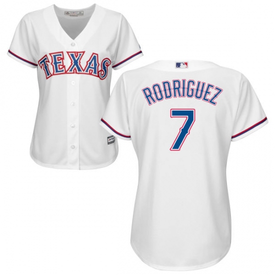 Women's Majestic Texas Rangers 7 Ivan Rodriguez Replica White Home Cool Base MLB Jersey