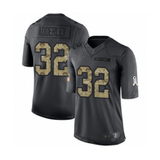 Youth Los Angeles Chargers 32 Nasir Adderley Limited Black 2016 Salute to Service Football Jersey