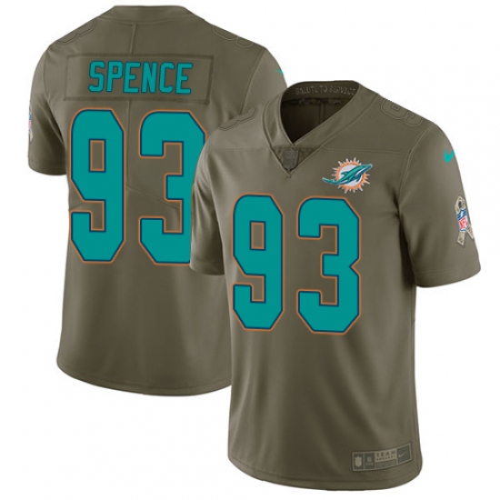 Youth Nike Miami Dolphins 93 Akeem Spence Limited Olive 2017 Salute to Service NFL Jersey
