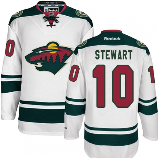 Men's Reebok Minnesota Wild 10 Chris Stewart Authentic White Away NHL Jersey
