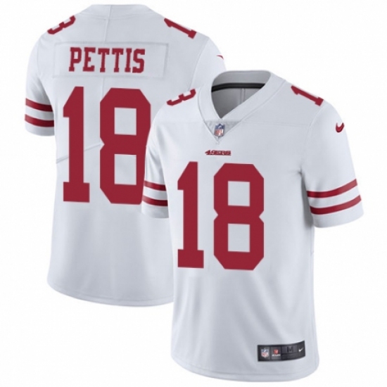 Men's Nike San Francisco 49ers 18 Dante Pettis White Vapor Untouchable Limited Player NFL Jersey
