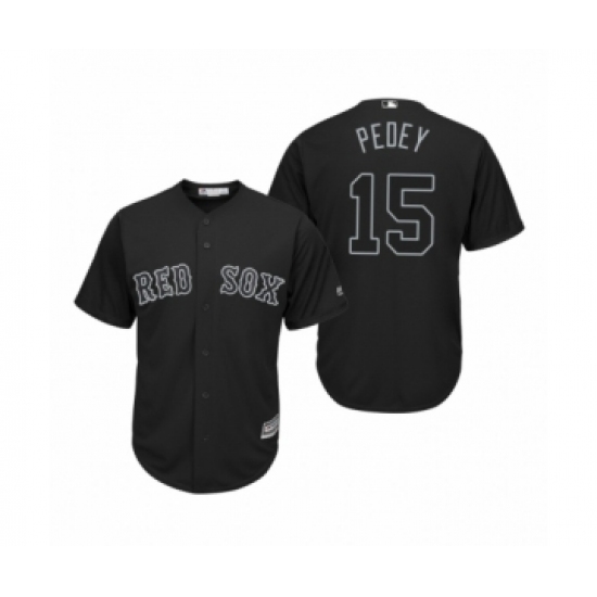 Women's Boston Red Sox 15 Dustin Pedroia Pedey Black 2019 Players Weekend Replica Jersey