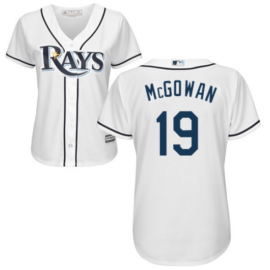 Women's Majestic Tampa Bay Rays 19 Dustin McGowan Authentic White Home Cool Base MLB Jersey