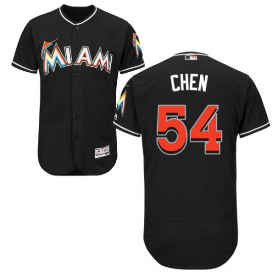 Men's Majestic Miami Marlins 54 Wei-Yin Chen Black Alternate Flex Base Authentic Collection MLB Jersey