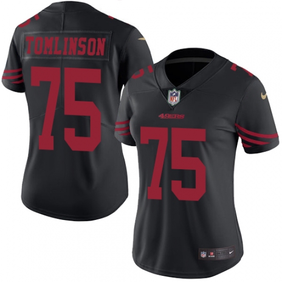 Women's Nike San Francisco 49ers 75 Laken Tomlinson Limited Black Rush Vapor Untouchable NFL Jersey