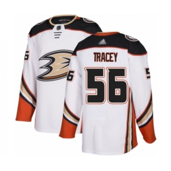 Men's Anaheim Ducks 56 Brayden Tracey Authentic White Away Hockey Jersey