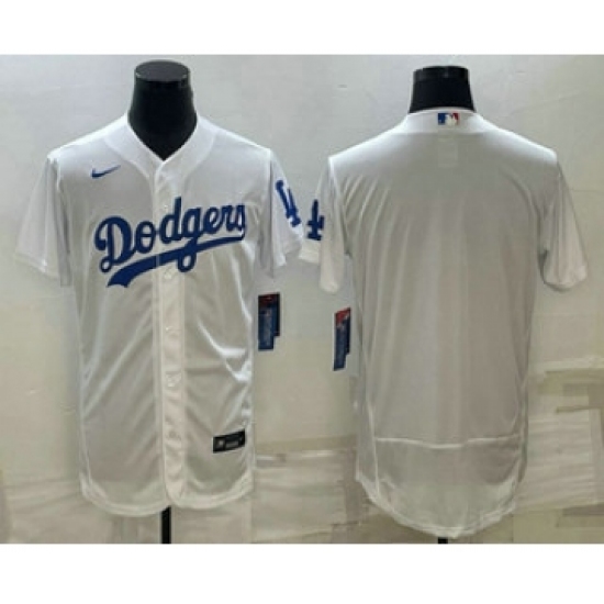 Men's Los Angeles Dodgers Blank White Flex Base Stitched Baseball Jersey