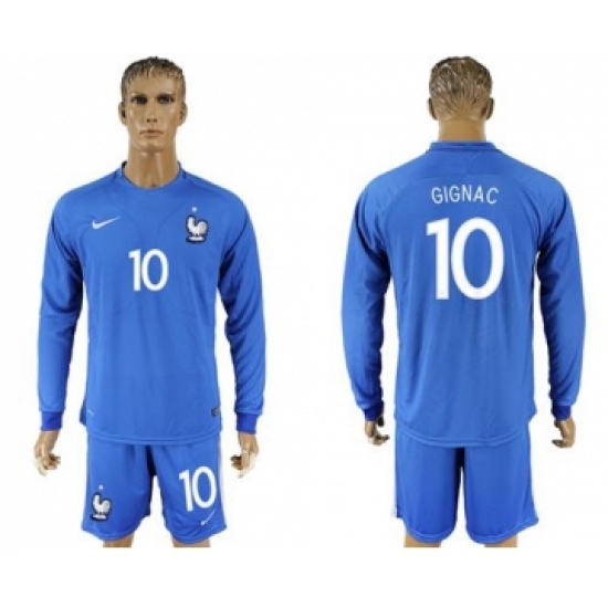 France 10 Gignac Home Long Sleeves Soccer Country Jersey