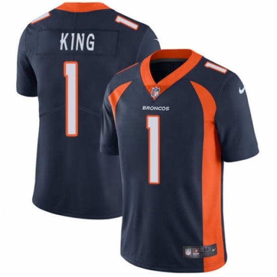 Youth Nike Denver Broncos 1 Marquette King Navy Blue Alternate Vapor Untouchable Limited Player NFL Jersey