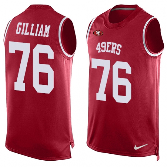 Men's Nike San Francisco 49ers 76 Garry Gilliam Limited Red Player Name & Number Tank Top NFL Jersey