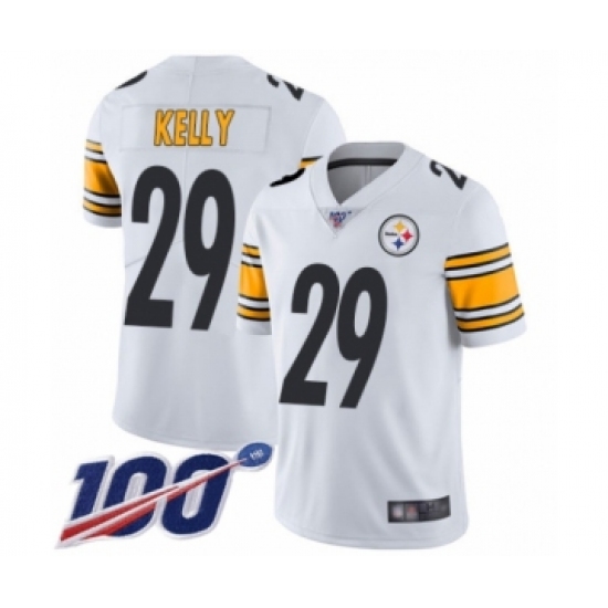 Men's Pittsburgh Steelers 29 Kam Kelly White Vapor Untouchable Limited Player 100th Season Football Jersey