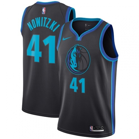 Men's Nike Dallas Mavericks 41 Dirk Nowitzki Swingman Charcoal NBA Jersey - City Edition