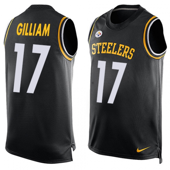 Men's Nike Pittsburgh Steelers 17 Joe Gilliam Limited Black Player Name & Number Tank Top NFL Jersey