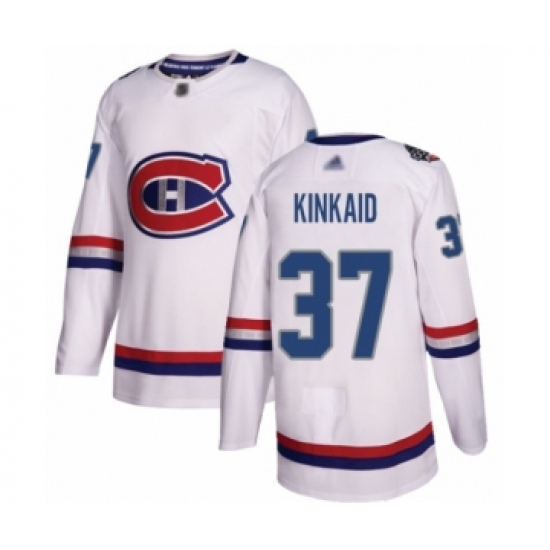 Youth Montreal Canadiens 37 Keith Kinkaid Authentic White 2017 100 Classic Hockey Jersey