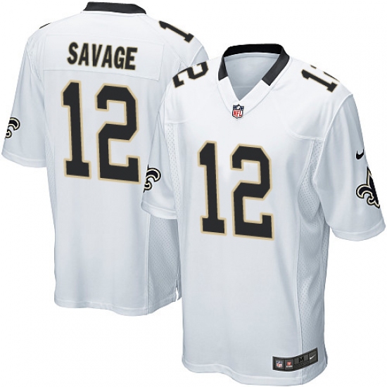 Men's Nike New Orleans Saints 12 Tom Savage Game White NFL Jersey