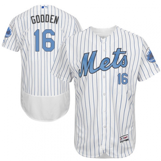 Men's Majestic New York Mets 16 Dwight Gooden Authentic White 2016 Father's Day Fashion Flex Base MLB Jersey
