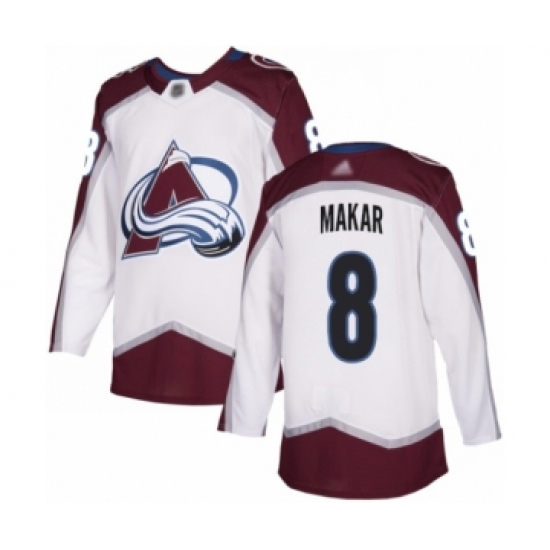 Men's Colorado Avalanche 8 Cale Makar Authentic White Away Hockey Jersey
