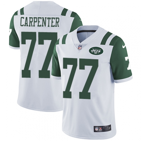 Men's Nike New York Jets 77 James Carpenter White Vapor Untouchable Limited Player NFL Jersey