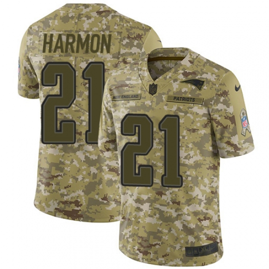 Men's Nike New England Patriots 21 Duron Harmon Limited Camo 2018 Salute to Service NFL Jersey