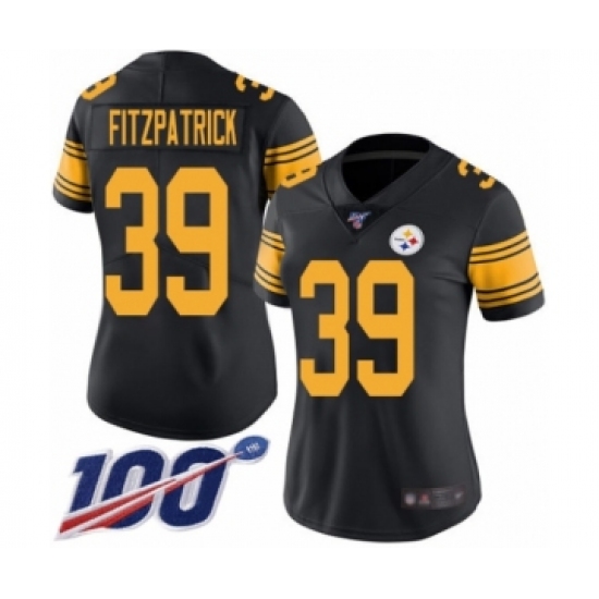 Women's Pittsburgh Steelers 39 Minkah Fitzpatrick Limited Black Rush Vapor Untouchable 100th Season Football Jersey