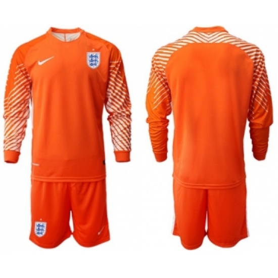 England Blank Orange Long Sleeves Goalkeeper Soccer Country Jersey