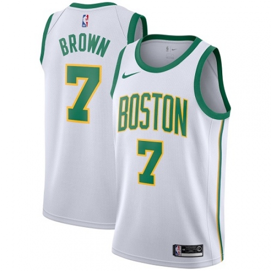 Men's Nike Boston Celtics 7 Jaylen Brown Swingman White NBA Jersey - City Edition