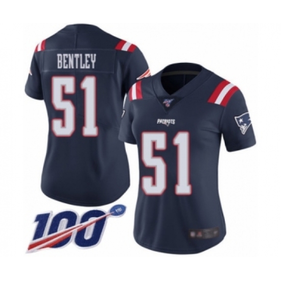 Women's New England Patriots 51 JaWhaun Bentley Limited Navy Blue Rush Vapor Untouchable 100th Season Football Jersey