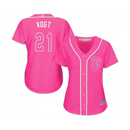 Women's San Francisco Giants 21 Stephen Vogt Replica Pink Fashion Cool Base Baseball Jersey