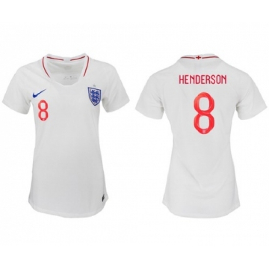 Women's England 8 Henderson Home Soccer Country Jersey