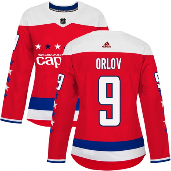 Women's Adidas Washington Capitals 9 Dmitry Orlov Authentic Red Alternate NHL Jersey