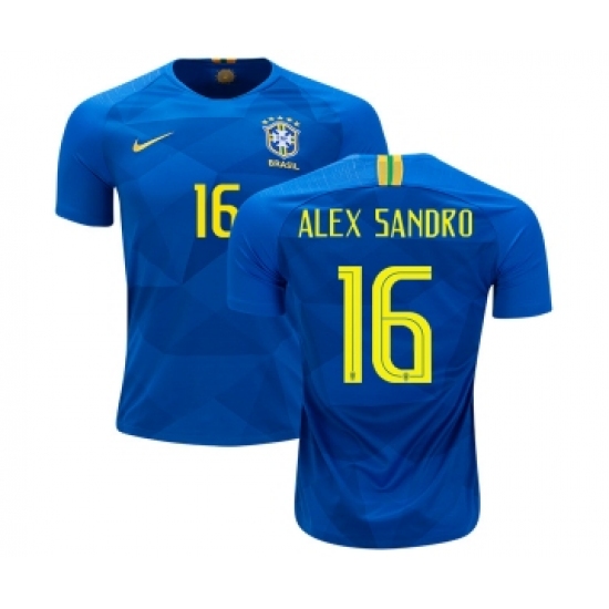 Brazil 16 Alex Sandro Away Kid Soccer Country Jersey
