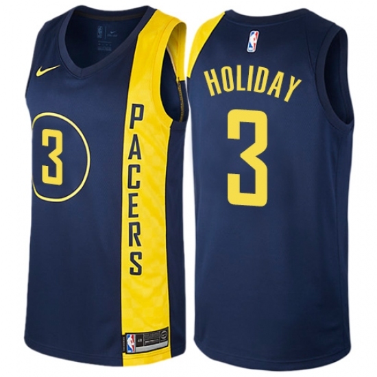 Men's Nike Indiana Pacers 3 Aaron Holiday Swingman Navy Blue NBA Jersey - City Edition
