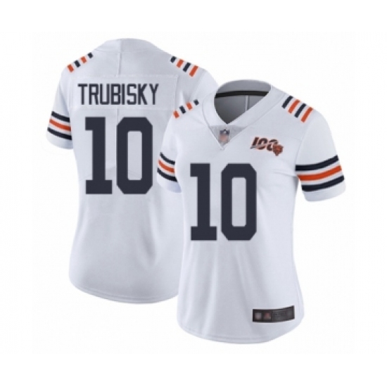 Women's Chicago Bears 10 Mitchell Trubisky White 100th Season Limited Football Jersey