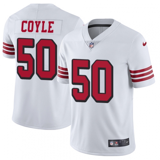 Men's Nike San Francisco 49ers 50 Brock Coyle Limited White Rush Vapor Untouchable NFL Jersey