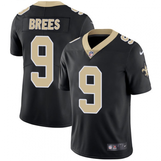 Youth Nike New Orleans Saints 9 Drew Brees Black Team Color Vapor Untouchable Limited Player NFL Jersey