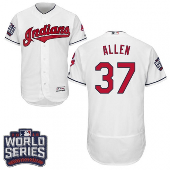 Men's Majestic Cleveland Indians 37 Cody Allen White 2016 World Series Bound Flexbase Authentic Collection MLB Jersey