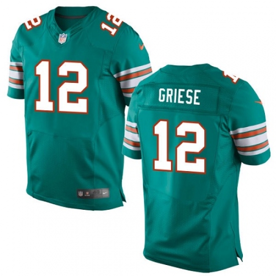 Men's Nike Miami Dolphins 12 Bob Griese Elite Aqua Green Alternate NFL Jersey