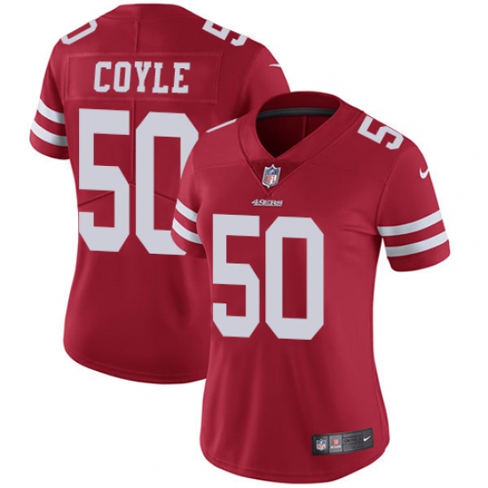 Women Nike San Francisco 49ers 50 Brock Coyle Red Team Color Vapor Untouchable Elite Player NFL Jersey